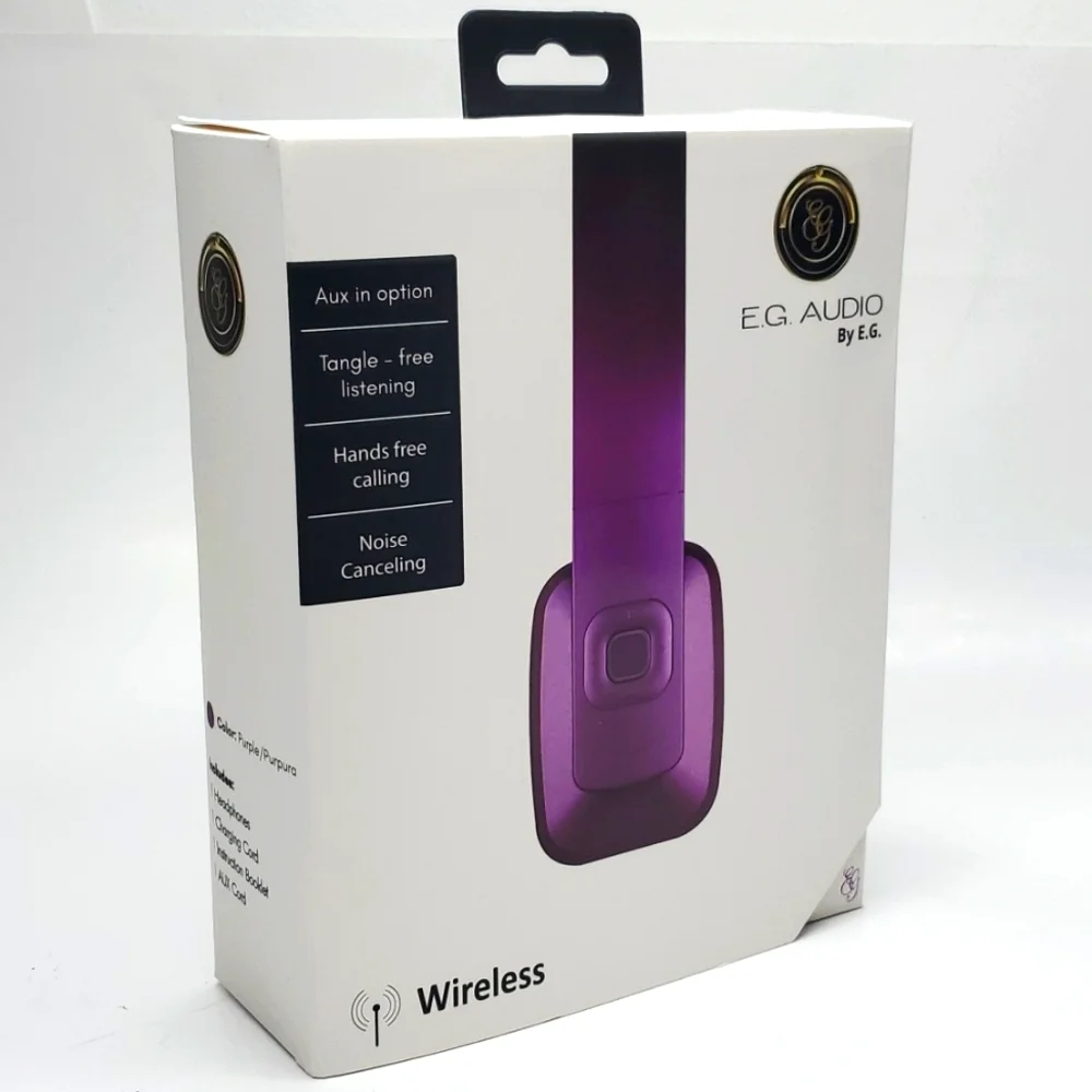 E.G. Audio Wireless Headset Noise Cancelling Hands Free Calling in Purp…